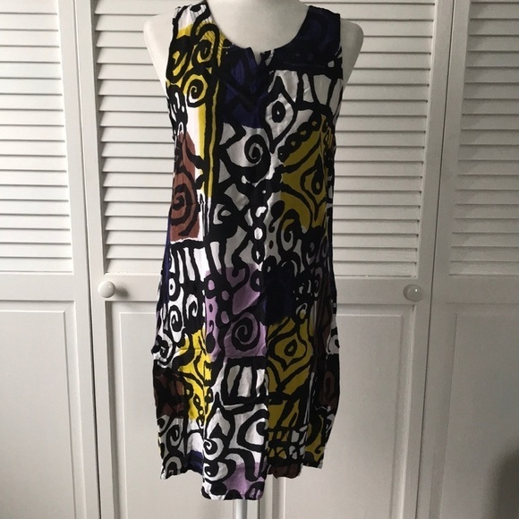 PEPPERMINT BAY Multi Color Abstract Sleeveless Dress Size Large - Picture 1 of 7